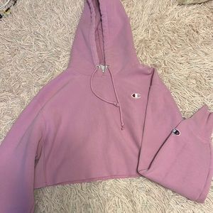 cropped pink champion hoodie